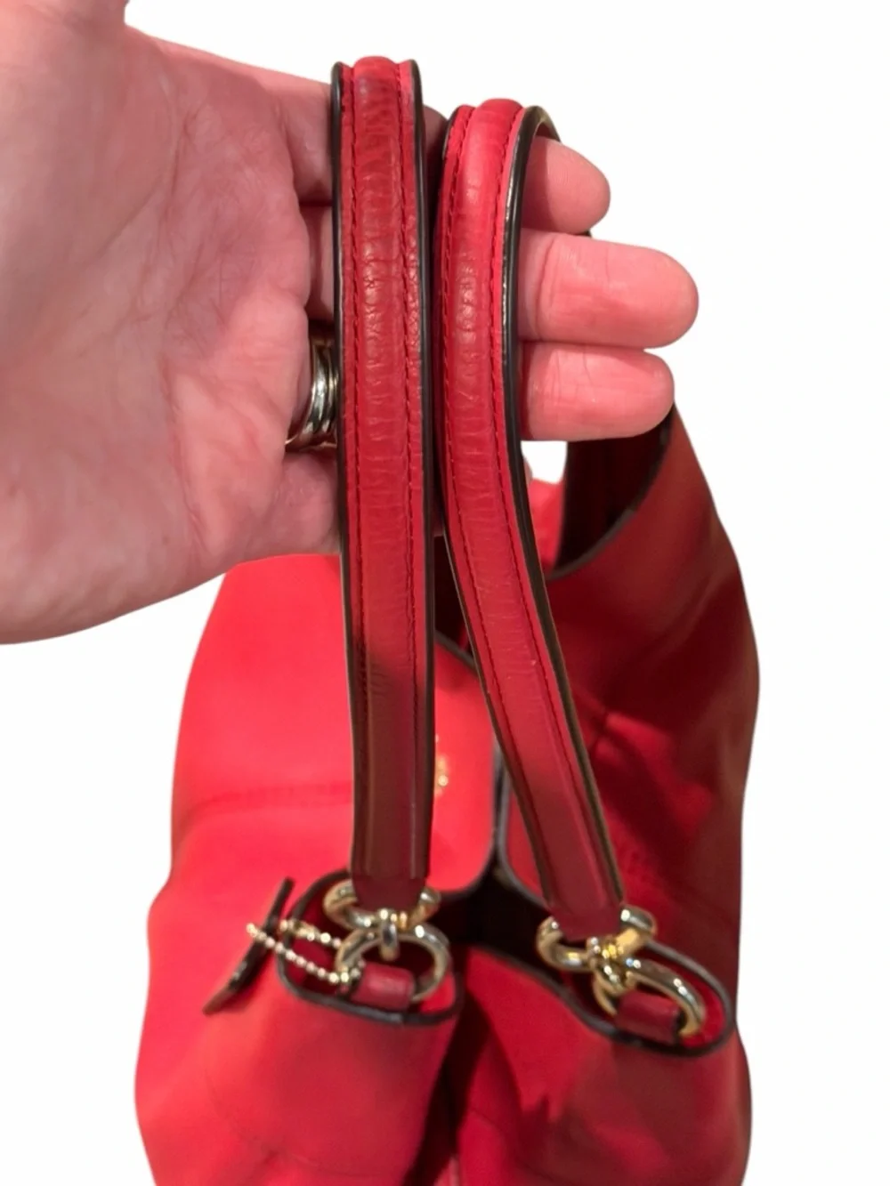 Coach Red Pebble Leather Lexy Shoulder Bag Purse F57545 - Picture 7 of 15